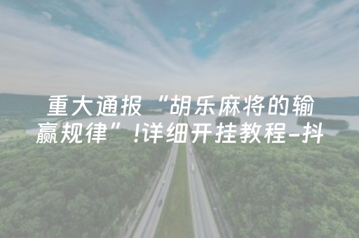 重大通报“胡乐麻将的输赢规律”!详细开挂教程-抖音