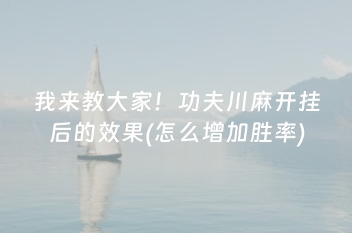 我来教大家！功夫川麻开挂后的效果(怎么增加胜率)