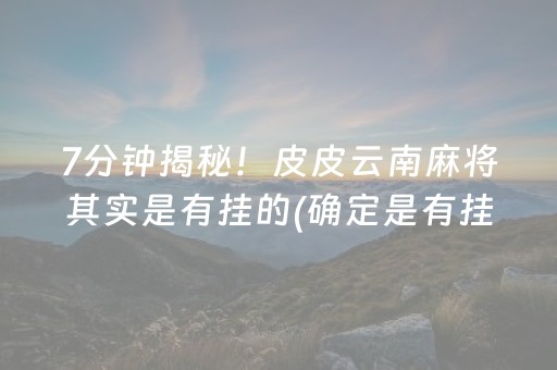 7分钟揭秘！皮皮云南麻将其实是有挂的(确定是有挂)