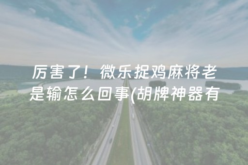 厉害了！微乐捉鸡麻将老是输怎么回事(胡牌神器有猫腻吗)