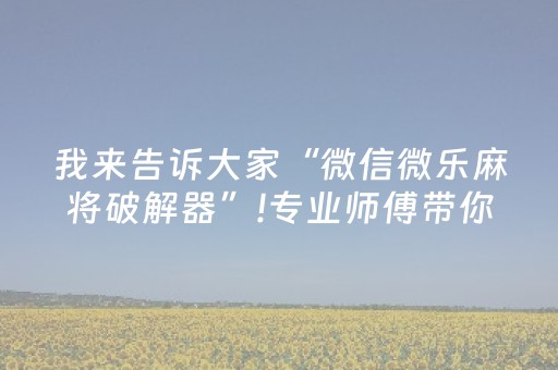 我来告诉大家“微信微乐麻将破解器”!专业师傅带你一起了解（详细教程）-抖音