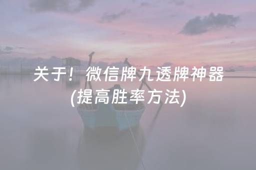 关于！微信牌九透牌神器(提高胜率方法)