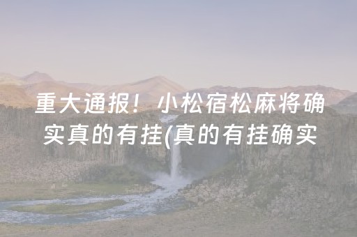 重大通报！小松宿松麻将确实真的有挂(真的有挂确实有挂)