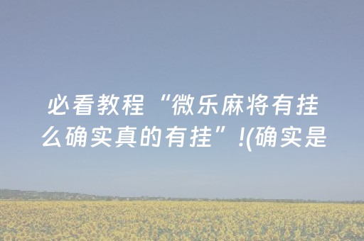 必看教程“微乐麻将有挂么确实真的有挂”!(确实是有挂)-抖音