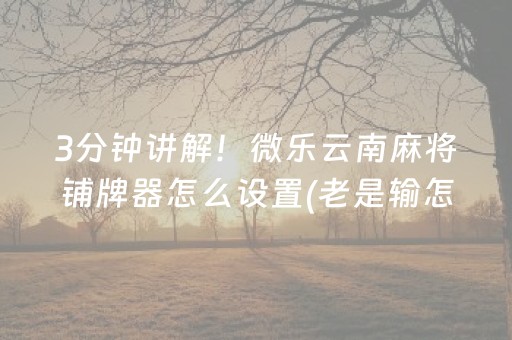 3分钟讲解！微乐云南麻将铺牌器怎么设置(老是输怎么办)
