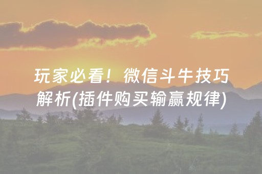 玩家必看！微信斗牛技巧解析(插件购买输赢规律)