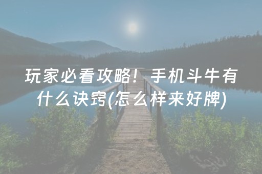 玩家必看攻略！手机斗牛有什么诀窍(怎么样来好牌)
