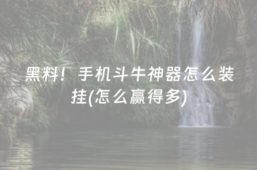 黑料！手机斗牛神器怎么装挂(怎么赢得多)