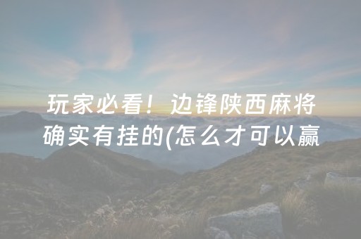 玩家必看！边锋陕西麻将确实有挂的(怎么才可以赢)