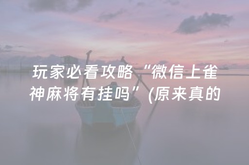 玩家必看攻略“微信上雀神麻将有挂吗”(原来真的有挂)-抖音