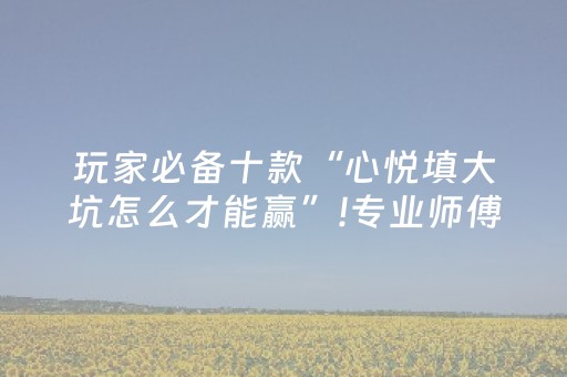 玩家必备十款“心悦填大坑怎么才能赢”!专业师傅带你一起了解（详细教程）-抖音