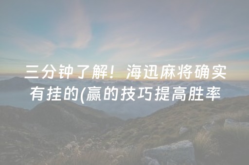 三分钟了解！海迅麻将确实有挂的(赢的技巧提高胜率)
