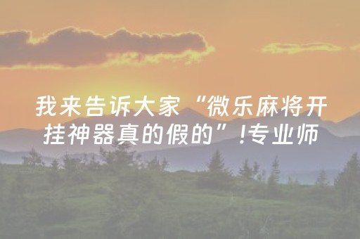 我来告诉大家“微乐麻将开挂神器真的假的”!专业师傅带你一起了解（详细教程）-抖音