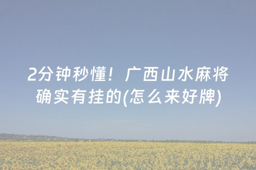 2分钟秒懂！广西山水麻将确实有挂的(怎么来好牌)
