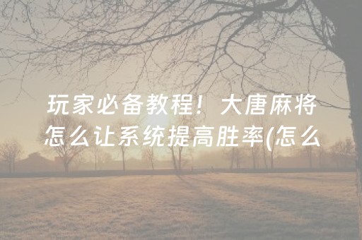 玩家必备教程！大唐麻将怎么让系统提高胜率(怎么容易赢)