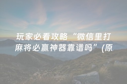 玩家必看攻略“微信里打麻将必赢神器靠谱吗”(原来真的有挂)-抖音