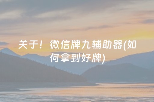 关于！微信牌九辅助器(如何拿到好牌)