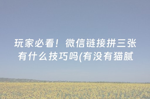 玩家必看！微信链接拼三张有什么技巧吗(有没有猫腻)