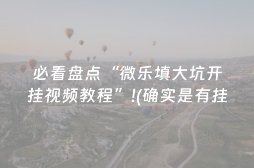 必看盘点“微乐填大坑开挂视频教程”!(确实是有挂)-抖音