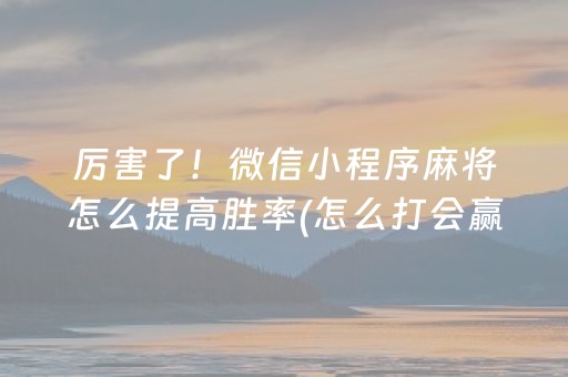 厉害了！微信小程序麻将怎么提高胜率(怎么打会赢)
