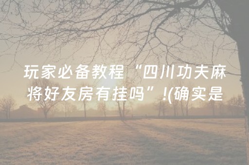 玩家必备教程“四川功夫麻将好友房有挂吗”!(确实是有挂)-抖音