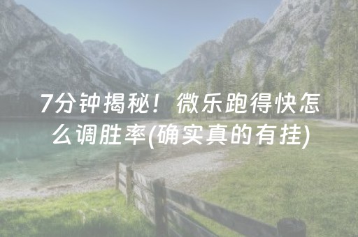 7分钟揭秘！微乐跑得快怎么调胜率(确实真的有挂)