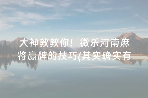 大神教教你！微乐河南麻将赢牌的技巧(其实确实有挂)