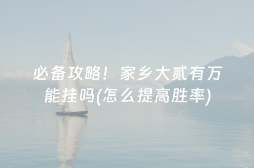 必备攻略！家乡大贰有万能挂吗(怎么提高胜率)