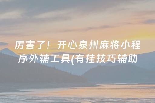 厉害了！开心泉州麻将小程序外辅工具(有挂技巧辅助器)
