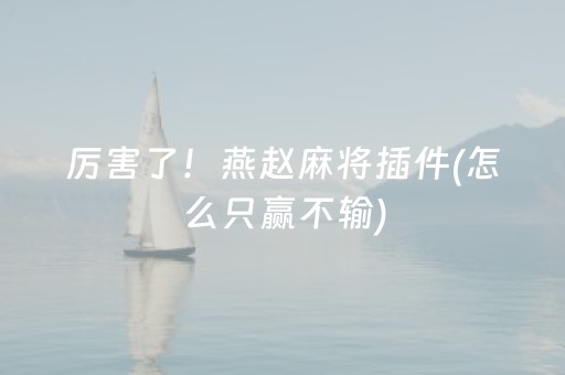 厉害了！燕赵麻将插件(怎么只赢不输)