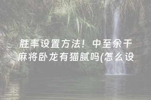 胜率设置方法！中至余干麻将卧龙有猫腻吗(怎么设置才能赢)