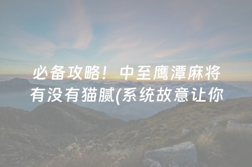 必备攻略！中至鹰潭麻将有没有猫腻(系统故意让你输)