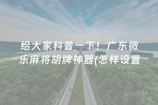 给大家科普一下！广东微乐麻将胡牌神器(怎样设置好牌)