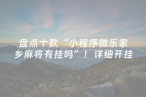 盘点十款“小程序微乐家乡麻将有挂吗”！详细开挂教程（确实真的有挂)-抖音