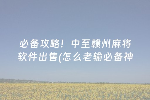 必备攻略！中至赣州麻将软件出售(怎么老输必备神器)