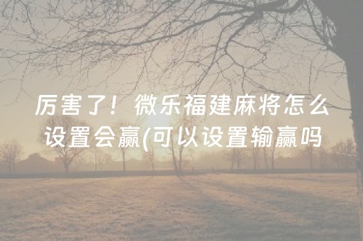 厉害了！微乐福建麻将怎么设置会赢(可以设置输赢吗)