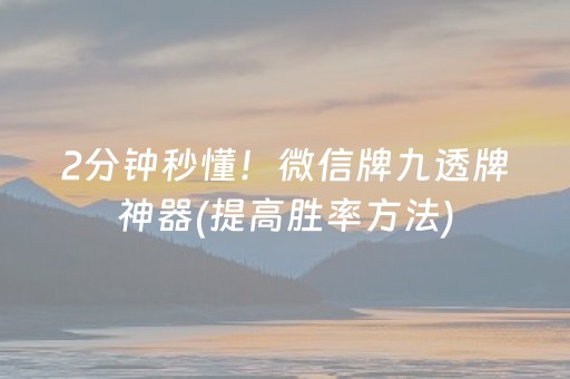 2分钟秒懂！微信牌九透牌神器(提高胜率方法)