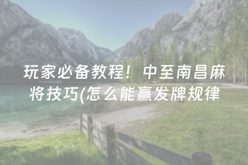 玩家必备教程！中至南昌麻将技巧(怎么能赢发牌规律)