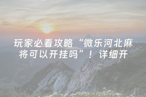 玩家必看攻略“微乐河北麻将可以开挂吗”！详细开挂教程（确实真的有挂)-抖音
