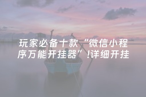 玩家必备十款“微信小程序万能开挂器”!详细开挂教程-抖音