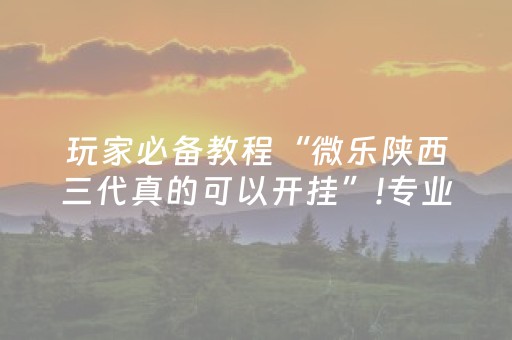 玩家必备教程“微乐陕西三代真的可以开挂”!专业师傅带你一起了解（详细教程）-抖音