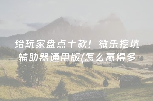 给玩家盘点十款！微乐挖坑辅助器通用版(怎么赢得多)