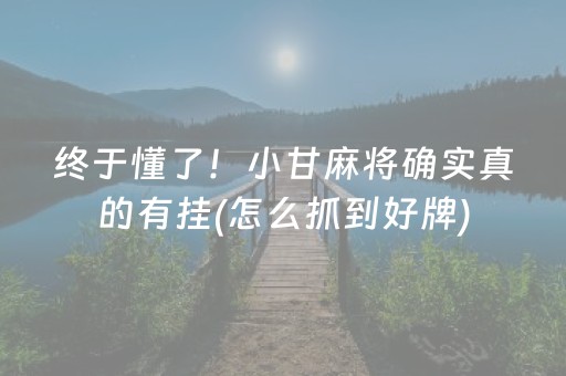 终于懂了！小甘麻将确实真的有挂(怎么抓到好牌)