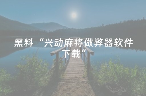 黑料“兴动麻将做弊器软件下载”（辅助器下载)