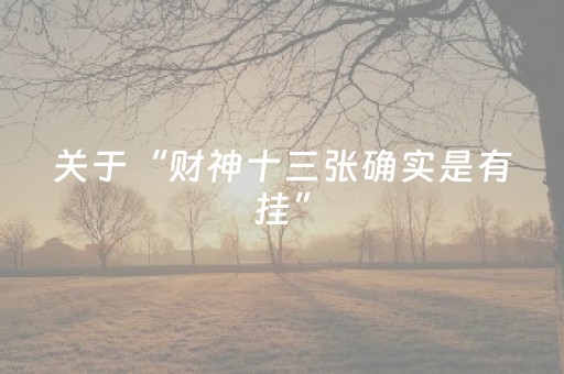 关于“财神十三张确实是有挂”（辅助神器免费)