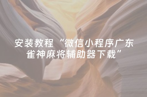 安装教程“微信小程序广东雀神麻将辅助器下载”（究竟是不是有挂)