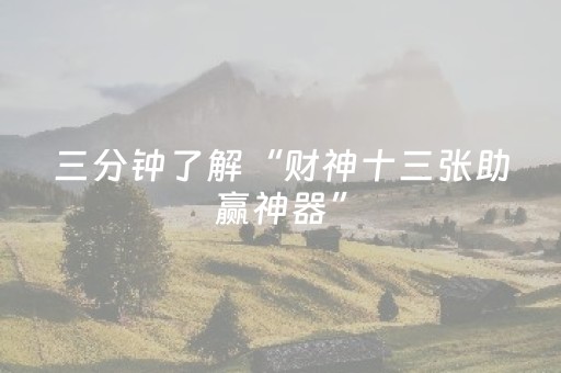 三分钟了解“财神十三张助赢神器”（软件出售)
