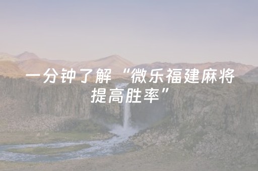 一分钟了解“微乐福建麻将提高胜率”（外辅工具)