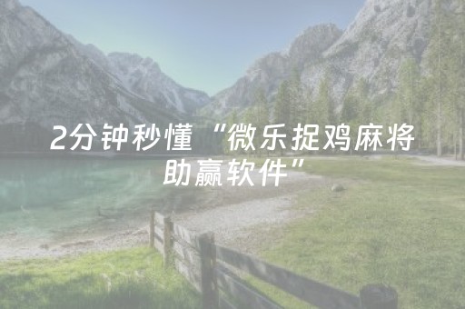 2分钟秒懂“微乐捉鸡麻将助赢软件”（免费专用神器)