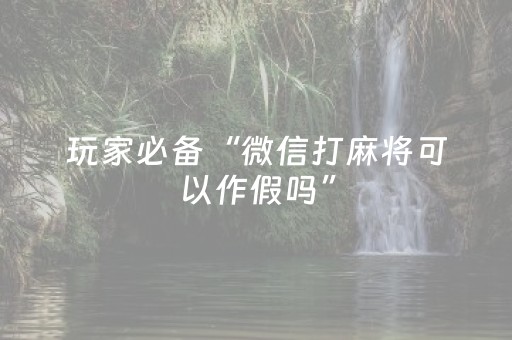 玩家必备“微信打麻将可以作假吗”（透明挂辅助器)